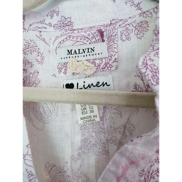 Malvin Hamburg Germany Linen Tunic Top 8 Floral Botanical CottageCore Boho Fairy - Picture 5 of 6